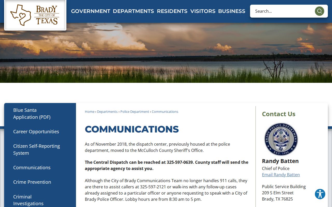 Brady and McCulloch County arrest records communications contacts