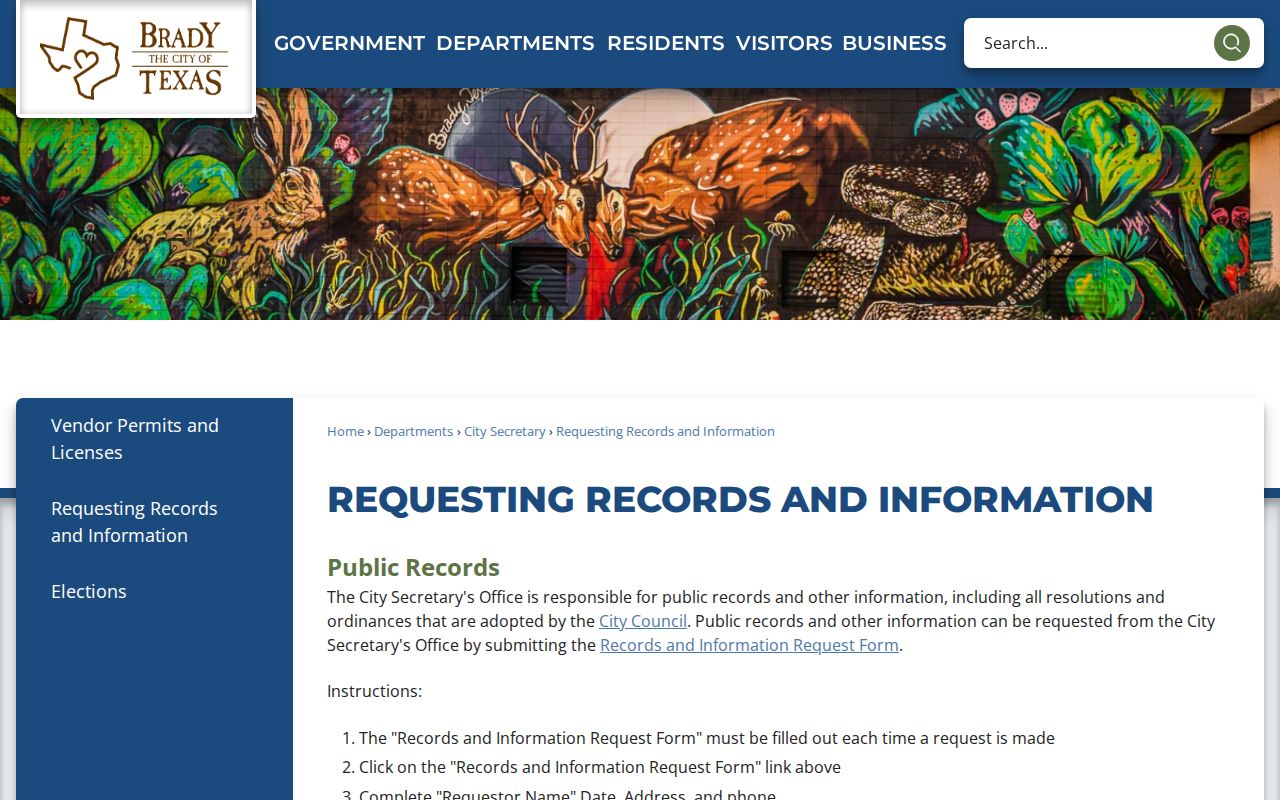 Brady criminal history public records request instructions