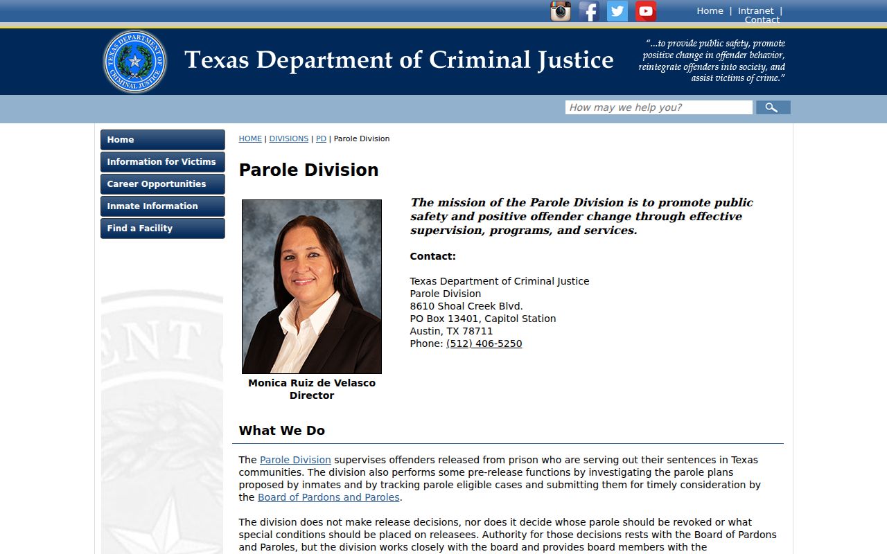 Melvin criminal history TDCJ Parole Division information