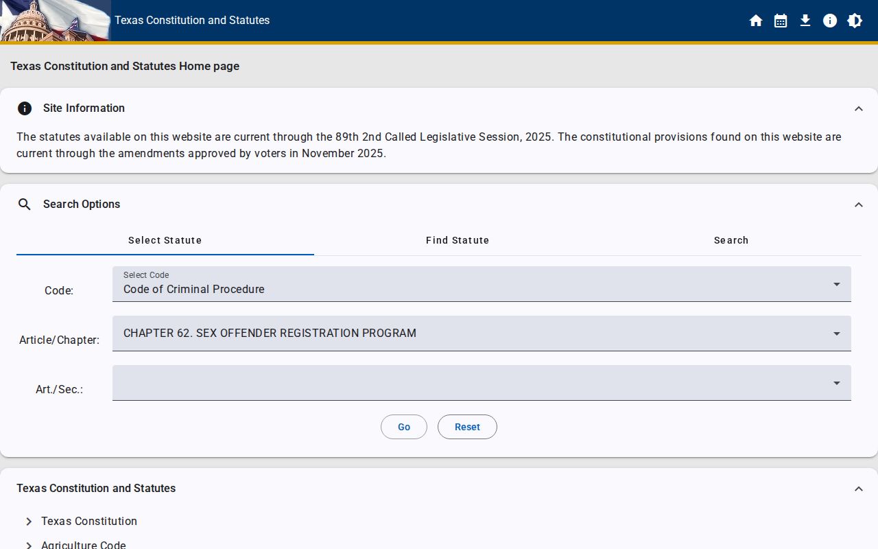 Texas Chapter 62 law governing McCulloch County sex offender records